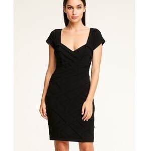 Tadadhi Shoji Criss-Cross Fitted Cocktail Dress